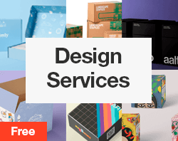 Free design services banner over custom box designs
