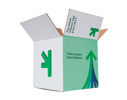 Custom printed shipping box with green growth arrows