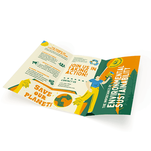 Tri-fold brochure for an environmental sustainability campaign