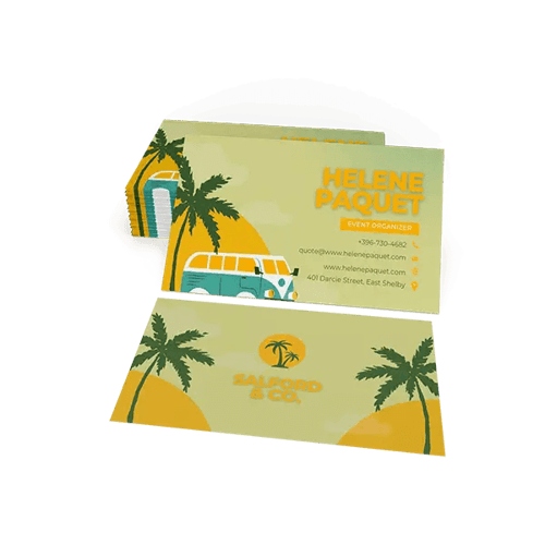 Tropical palm tree event business cards