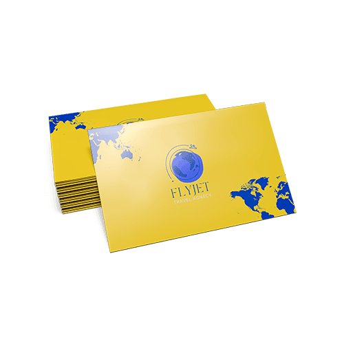 Yellow FlyJet travel agency business cards