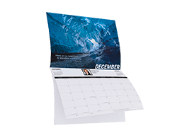 Wall calendar with December iceberg photo
