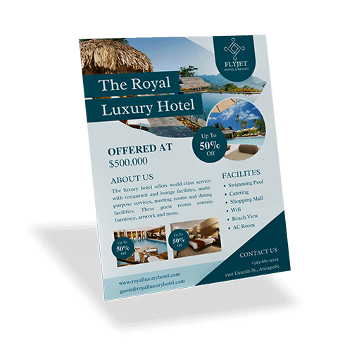 Luxury hotel offer flyer with room photos