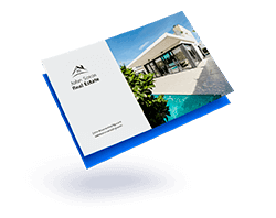 Real estate marketing postcard with modern house