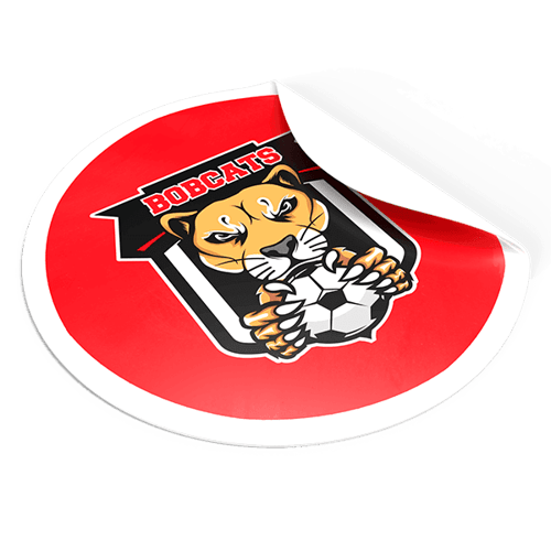 Round Bobcats soccer team sticker