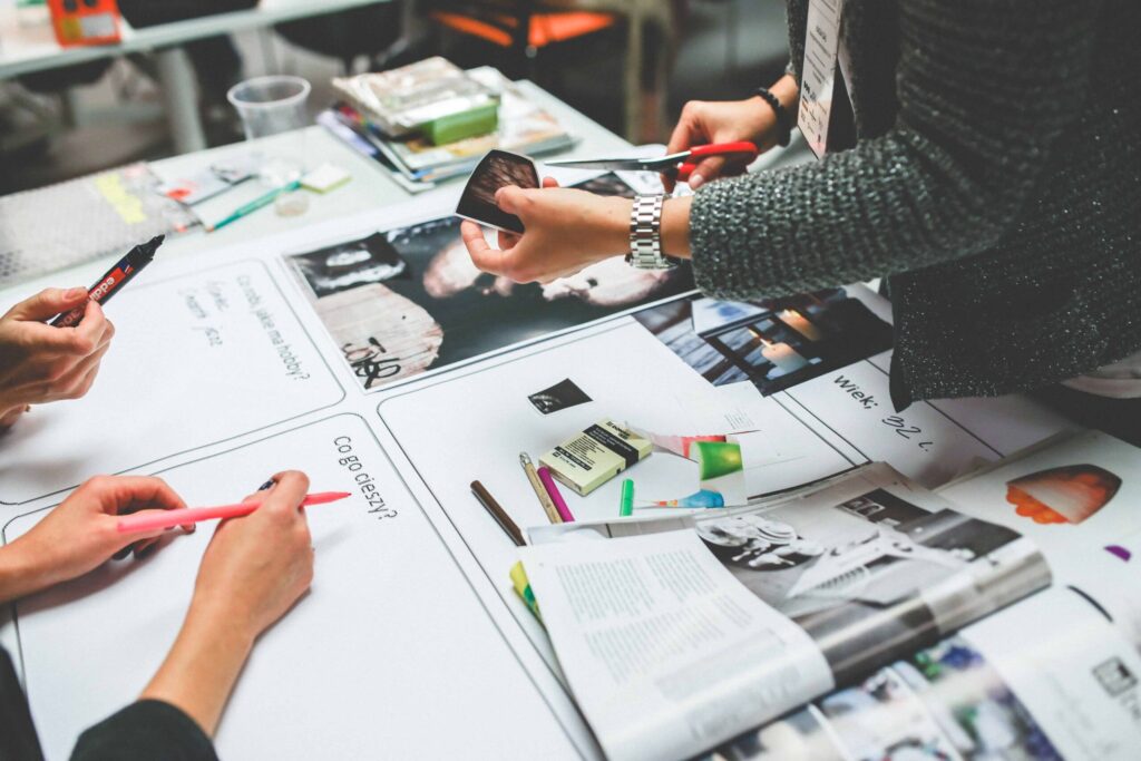 people organizing a magazine