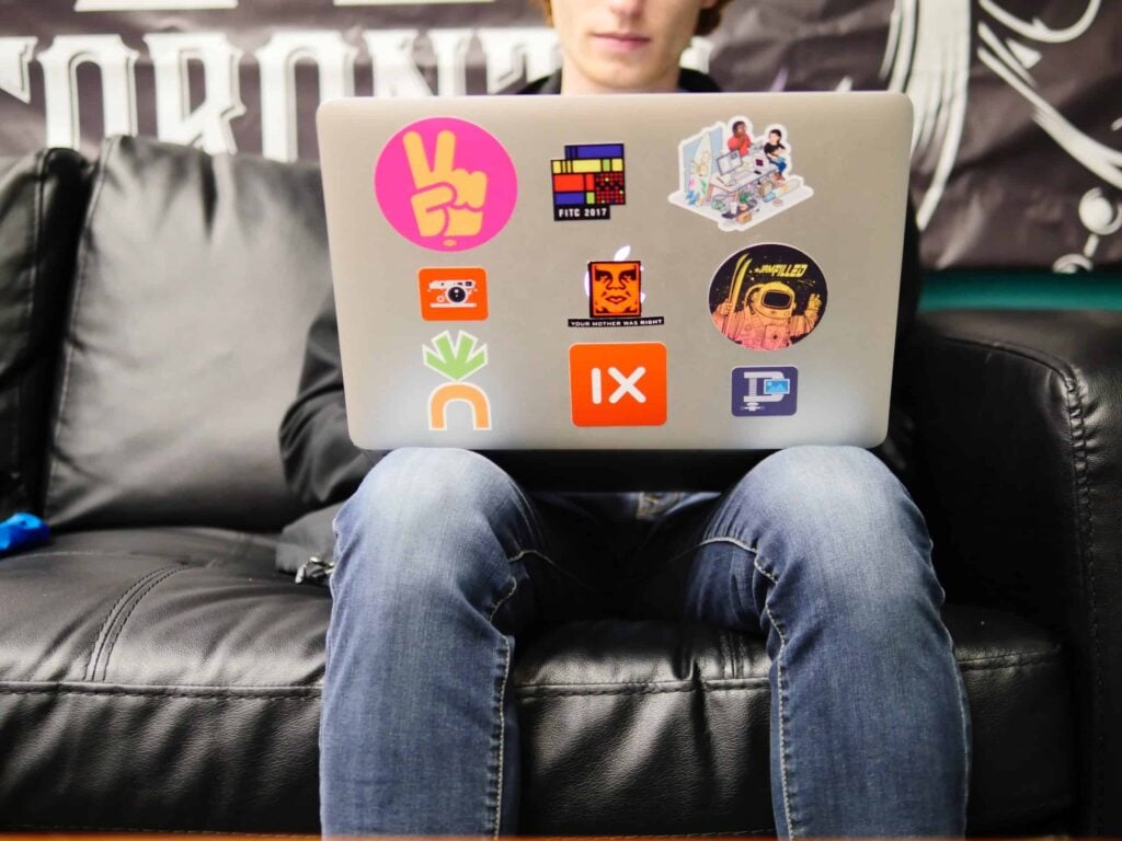 Stickers on laptop