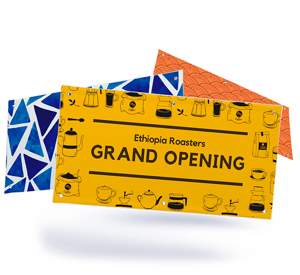 Three printed banners for advertising