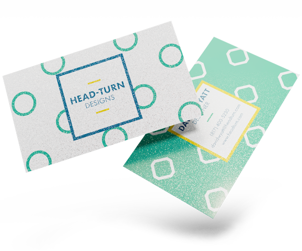 Two pearl business cards that shimmer in the light