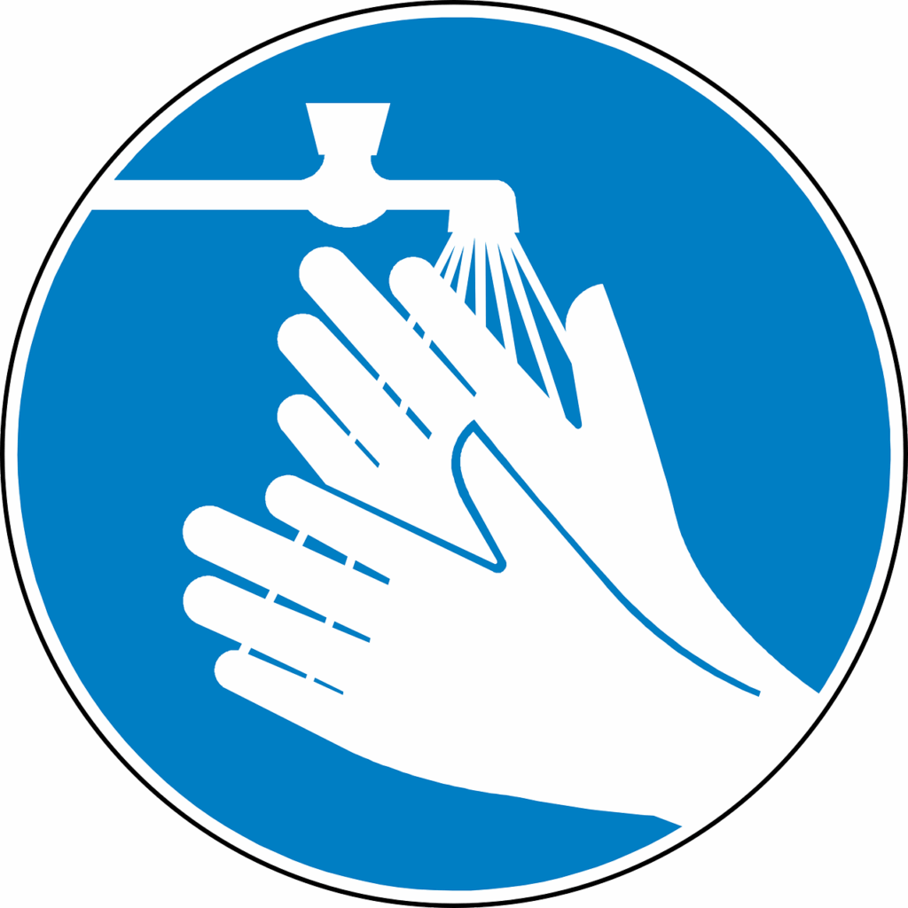 Symbol of hands under a water faucet 