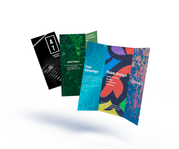 Three floating brochures