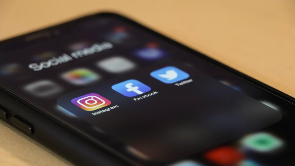 Close up of a IPhone social media icons