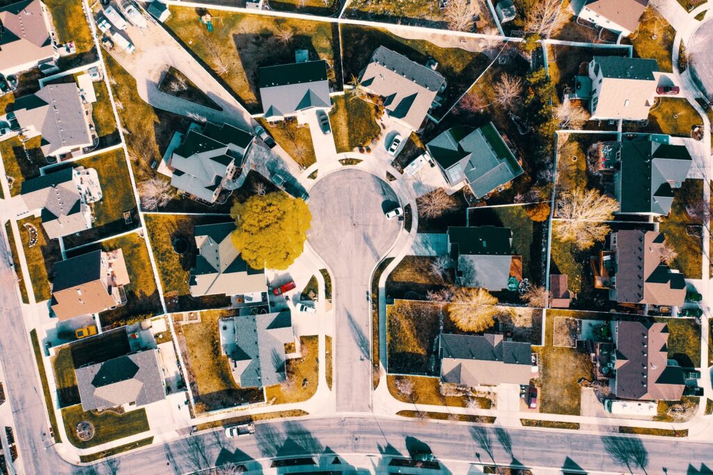 Arial view of a neighborhood