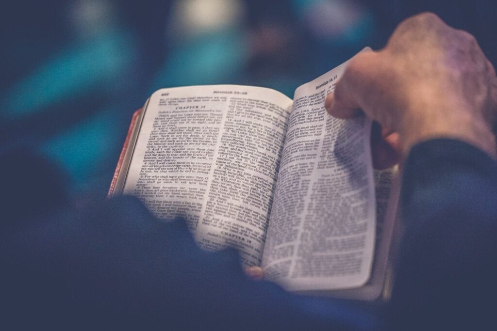 Turning page of an old book