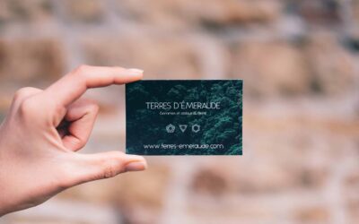 Marble business card being held