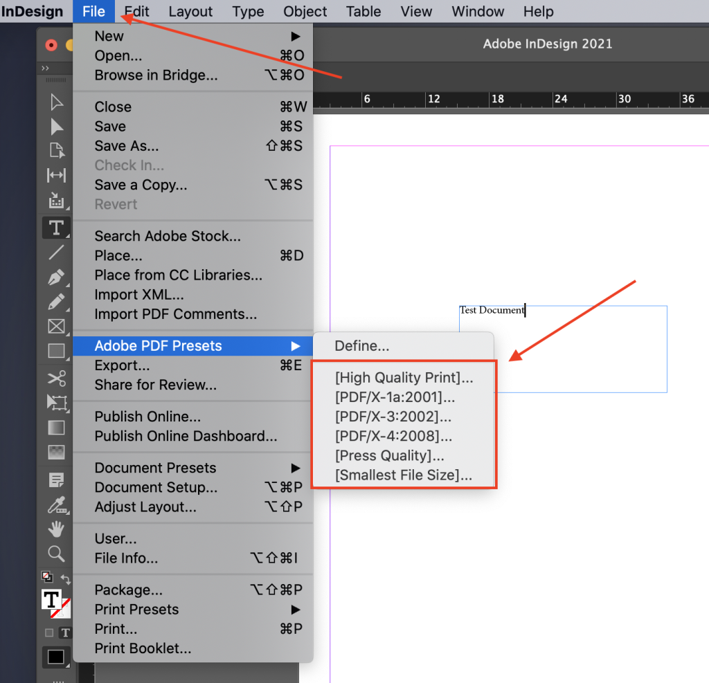 Click file then adobe PDF presents high quality print
