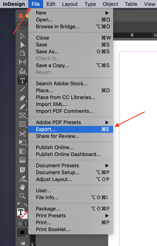 Click file - export