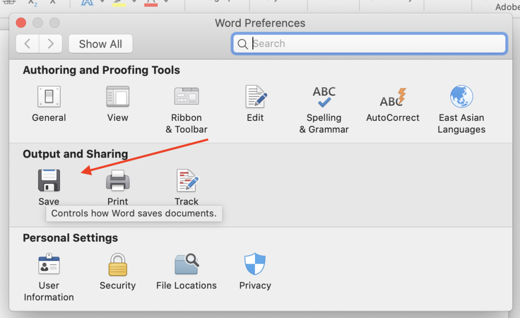 Click save in the Output and Sharing section