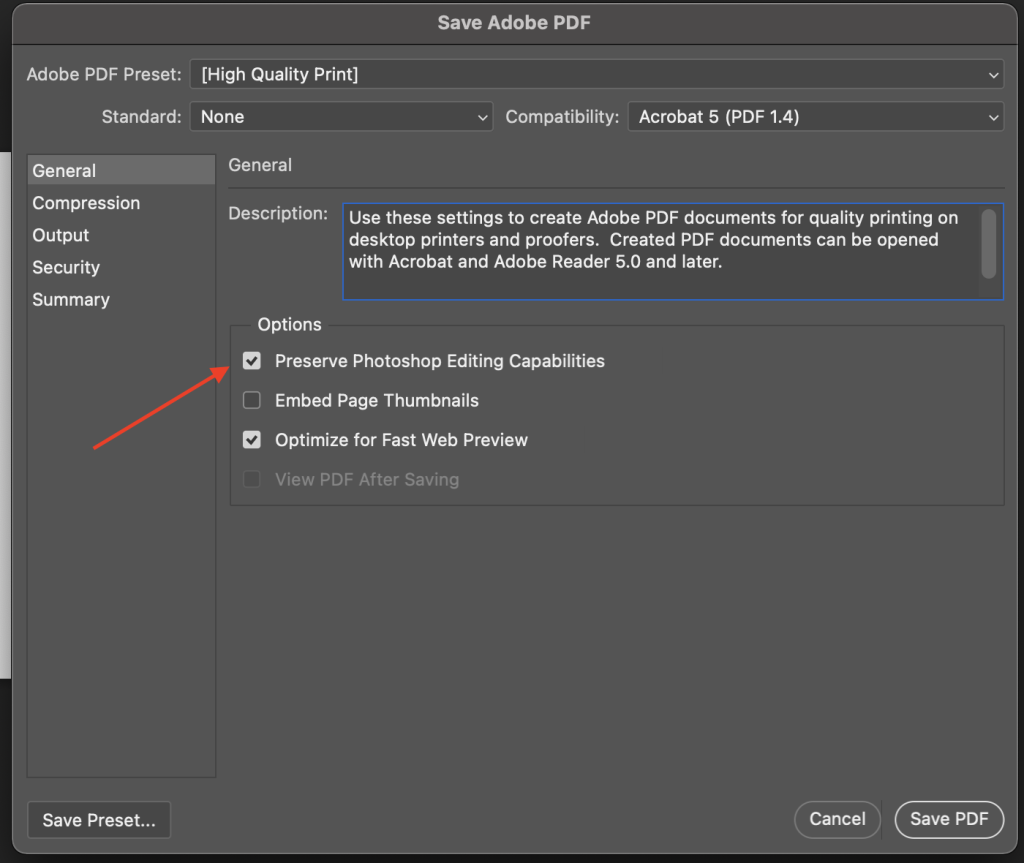 Click preserve photoshop editing capabilities