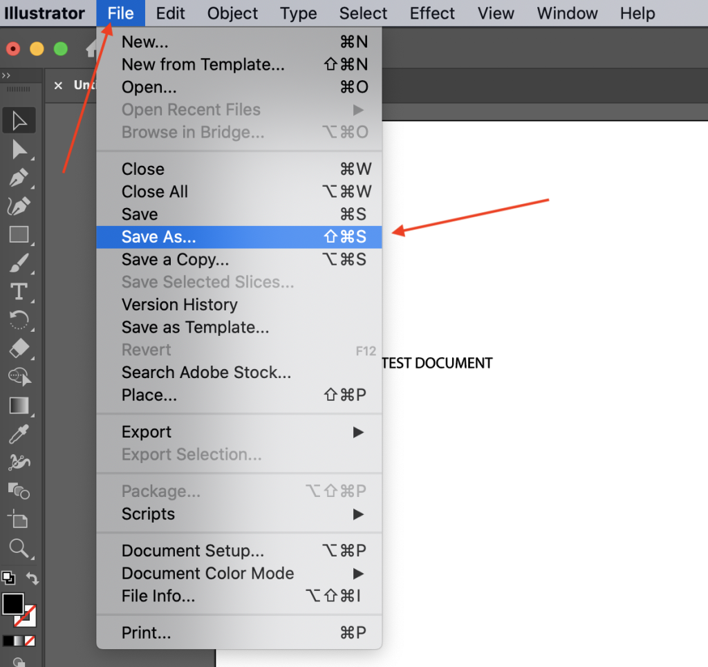 To create a PDF from a Adobe Illustor file, click file then save as
