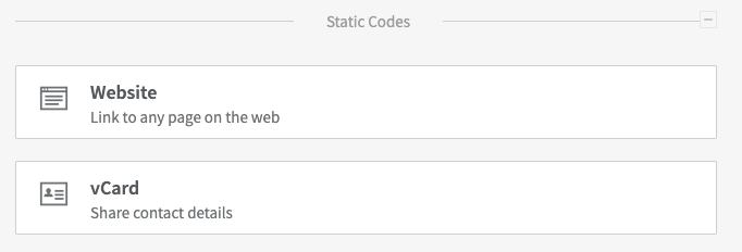 Choose static QR Codes for website or social media