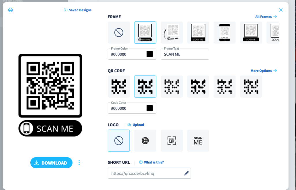 Choose the QR Code design