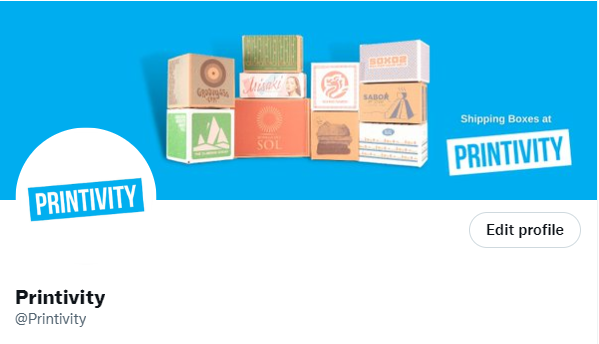 Printivity's Twitter header color contrast