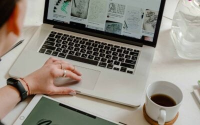 A person using MacBook searches for ideas about how to be creative