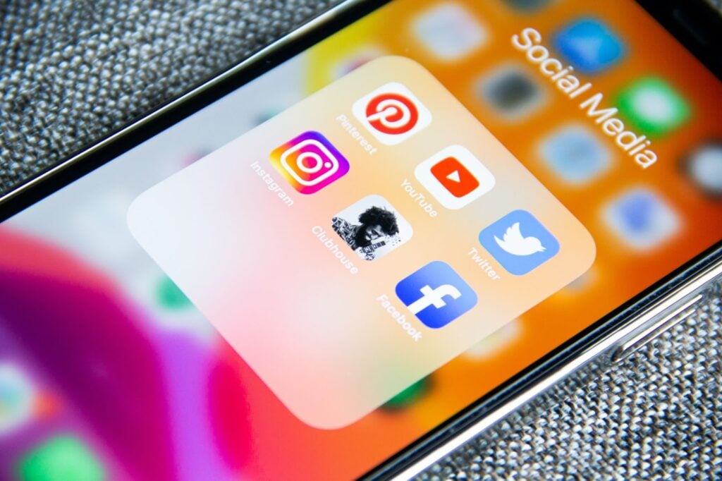 Phone open to an open social media folder