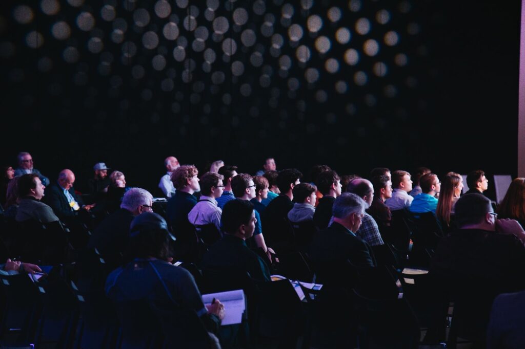 Crowd staring at an event stage