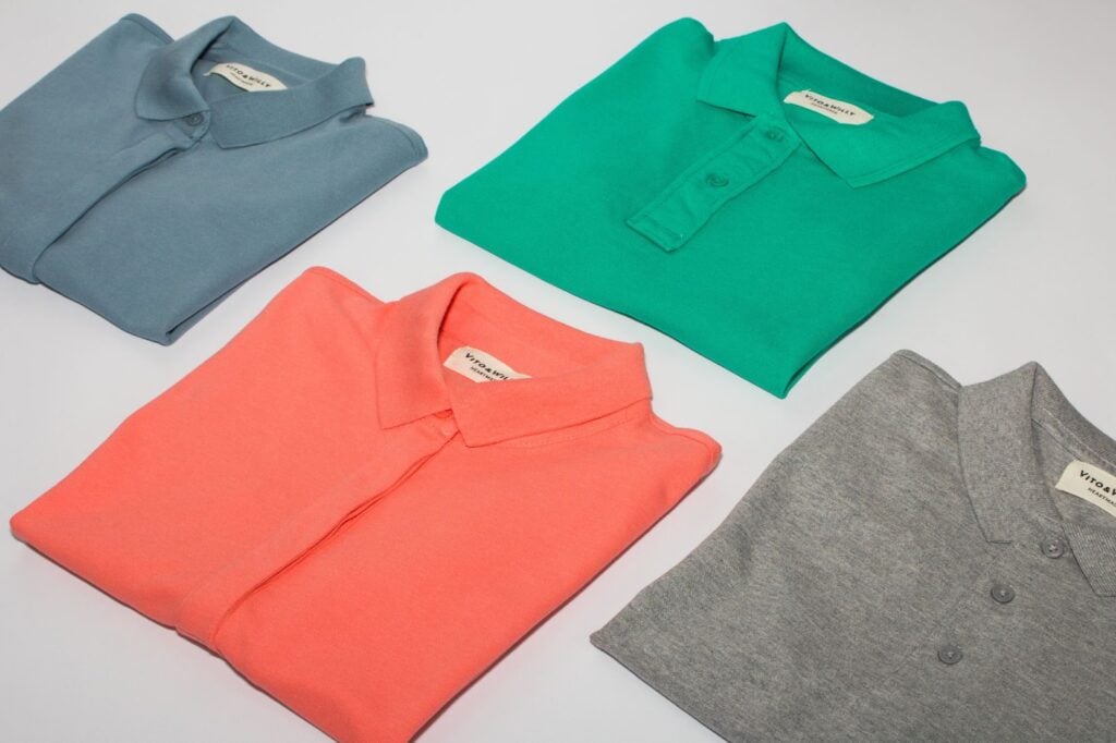 Colored Collared shirts on a grey background