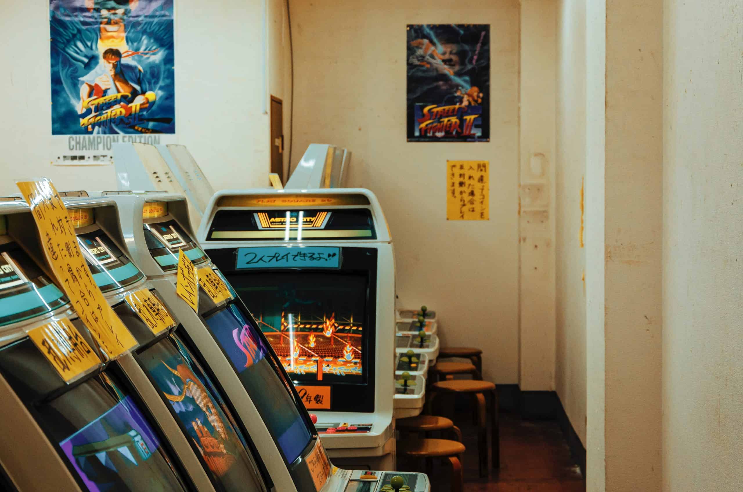 Video arcade with video game posters on the wall