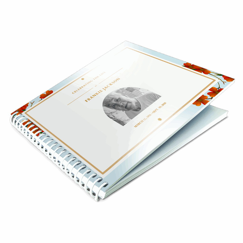 Spiral bound funeral church program