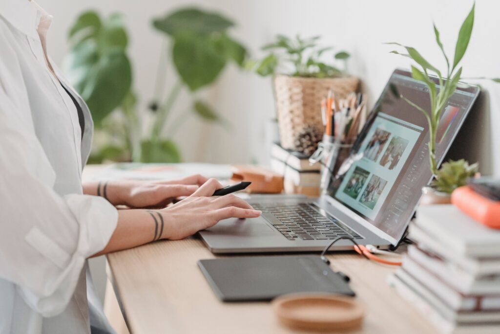 designer working on a laptop